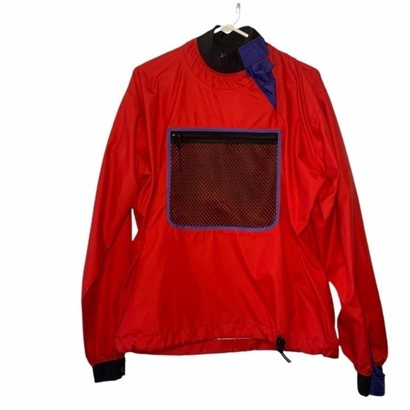 Vintage 90s Men's PATAGONIA Kayaking Nylon Paddle Pullover Jacket Red Large - Picture 1 of 9